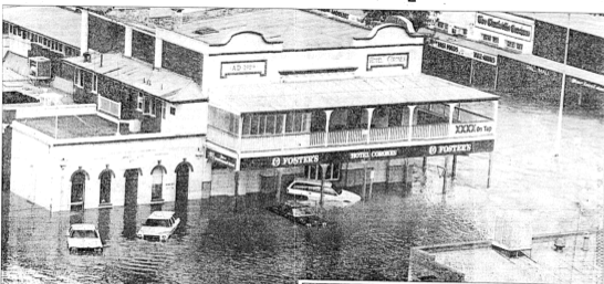 Flood April 1990: main street of Charleville